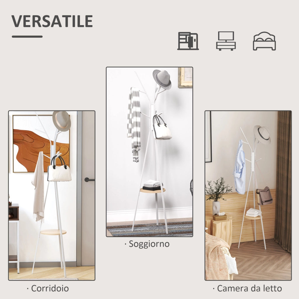 Appendiabiti da Terra Verticale ¨C zephmum ¨C Bianco 45x45x180cm