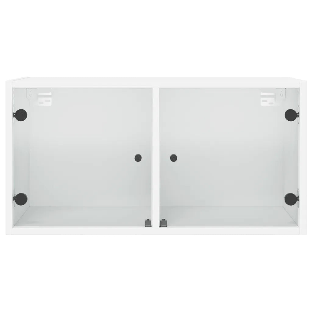 Armadietto a Muro | Mobile a Muro con Ante in Vetro Bianco 68,5x37x35 cm