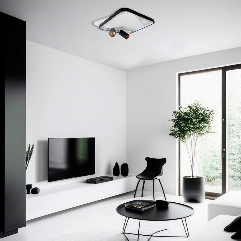 Plafoniera quadrata moderna nero/bianco LED CCT 36W Parma