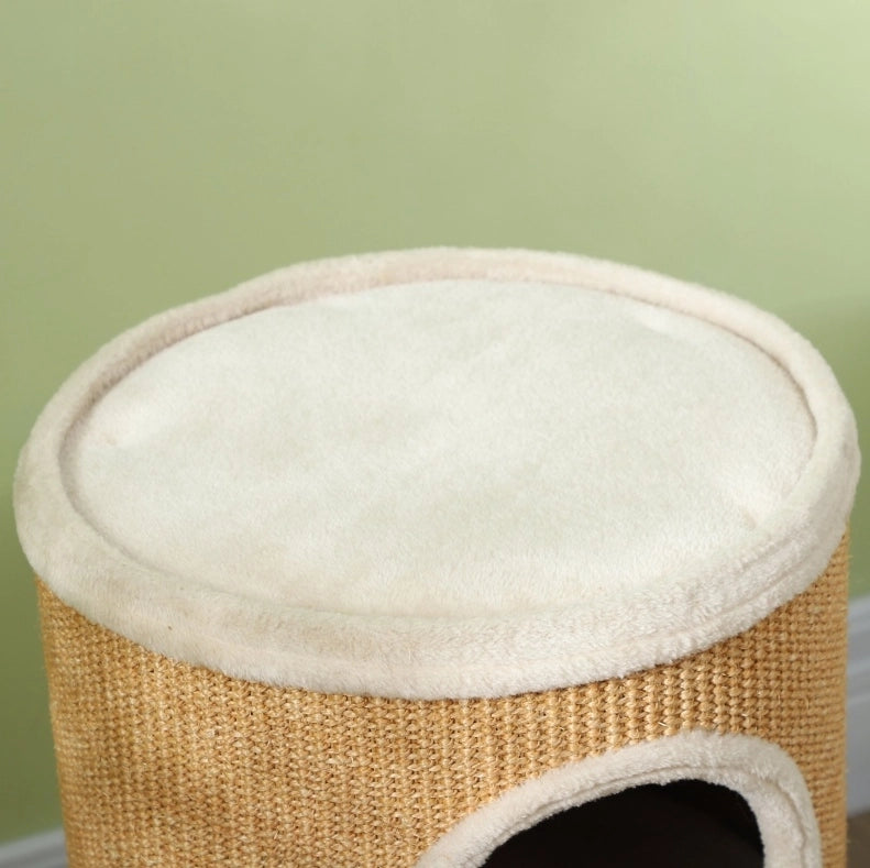 Tiragraffi a torre per gatti in peluche e sisal Ø35x60 cm