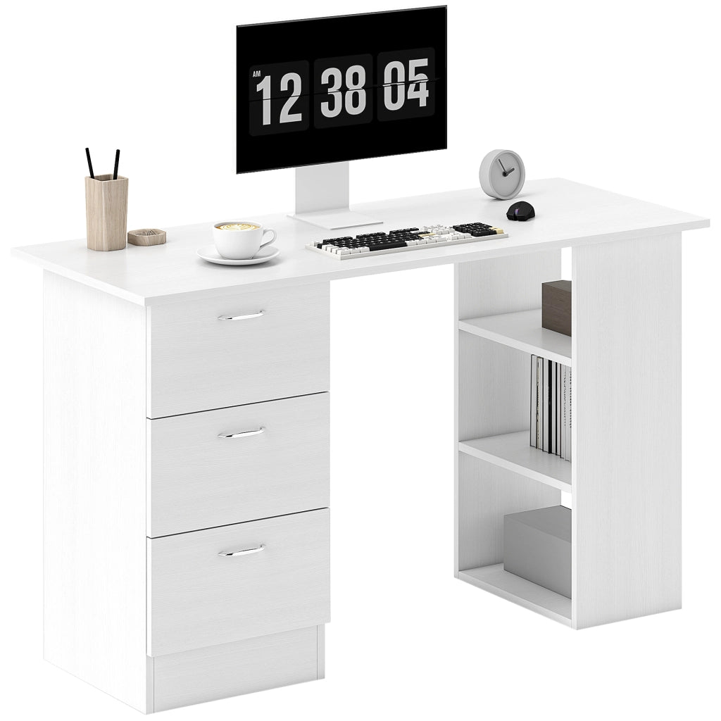 Scrivania con scaffale e cassetti ¨C Zephmum ¨C Bianco 120x50 cm