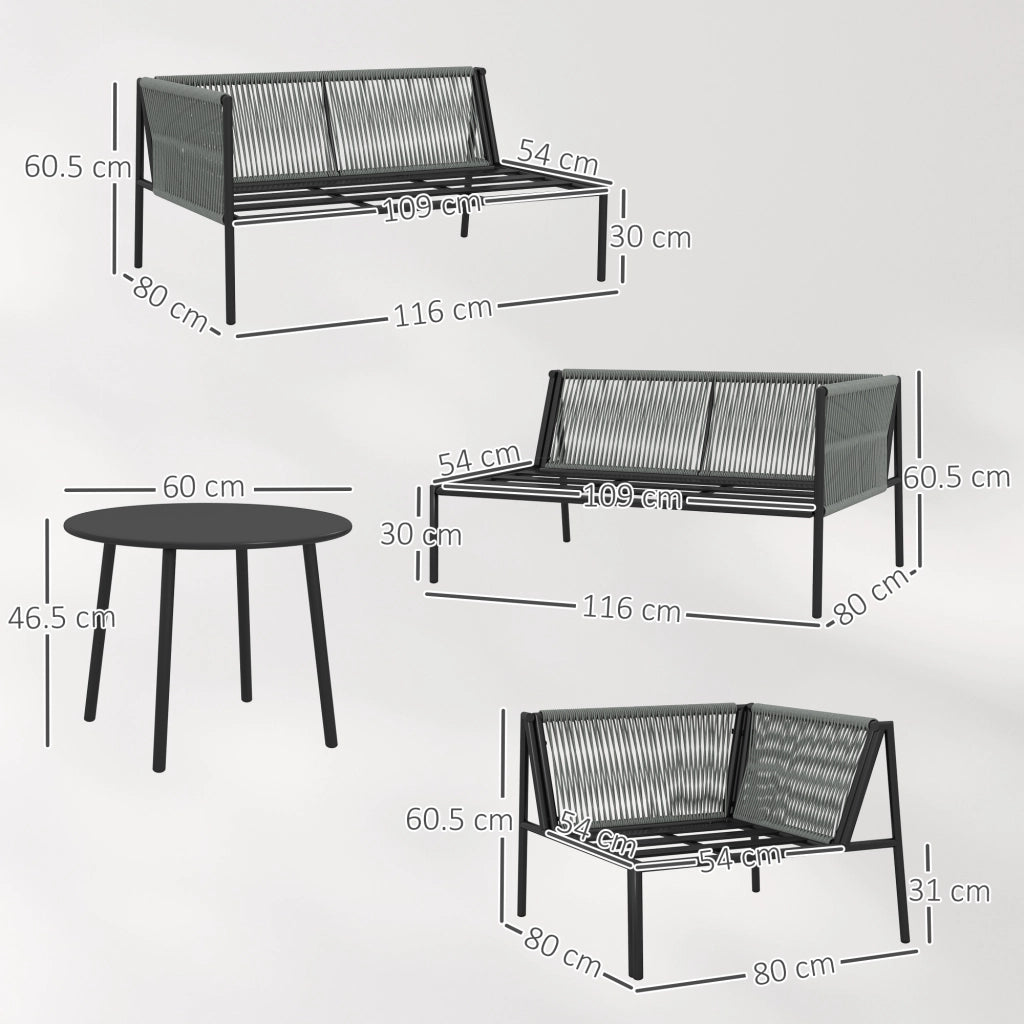 Salotto da Giardino in Rattan con Divano Angolare Modulabile, Tavolino da Caff¨¨ e Cuscini, Grigio