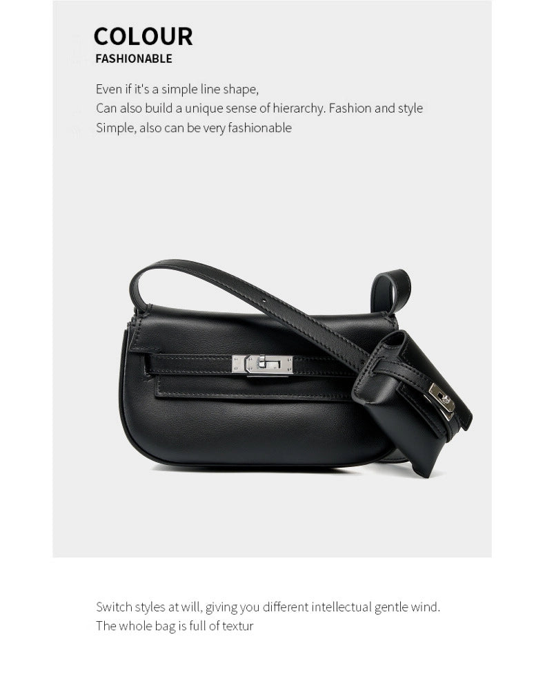 Borsa a tracolla multifunzionale da donna Moove Kelly Mini in vera pelle, colore nero.