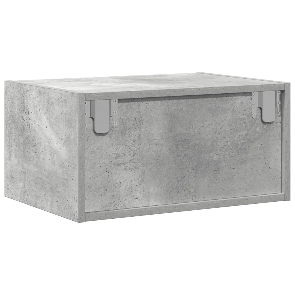 Comodini a Parete con Luci LED 2 pz Grigio Cemento