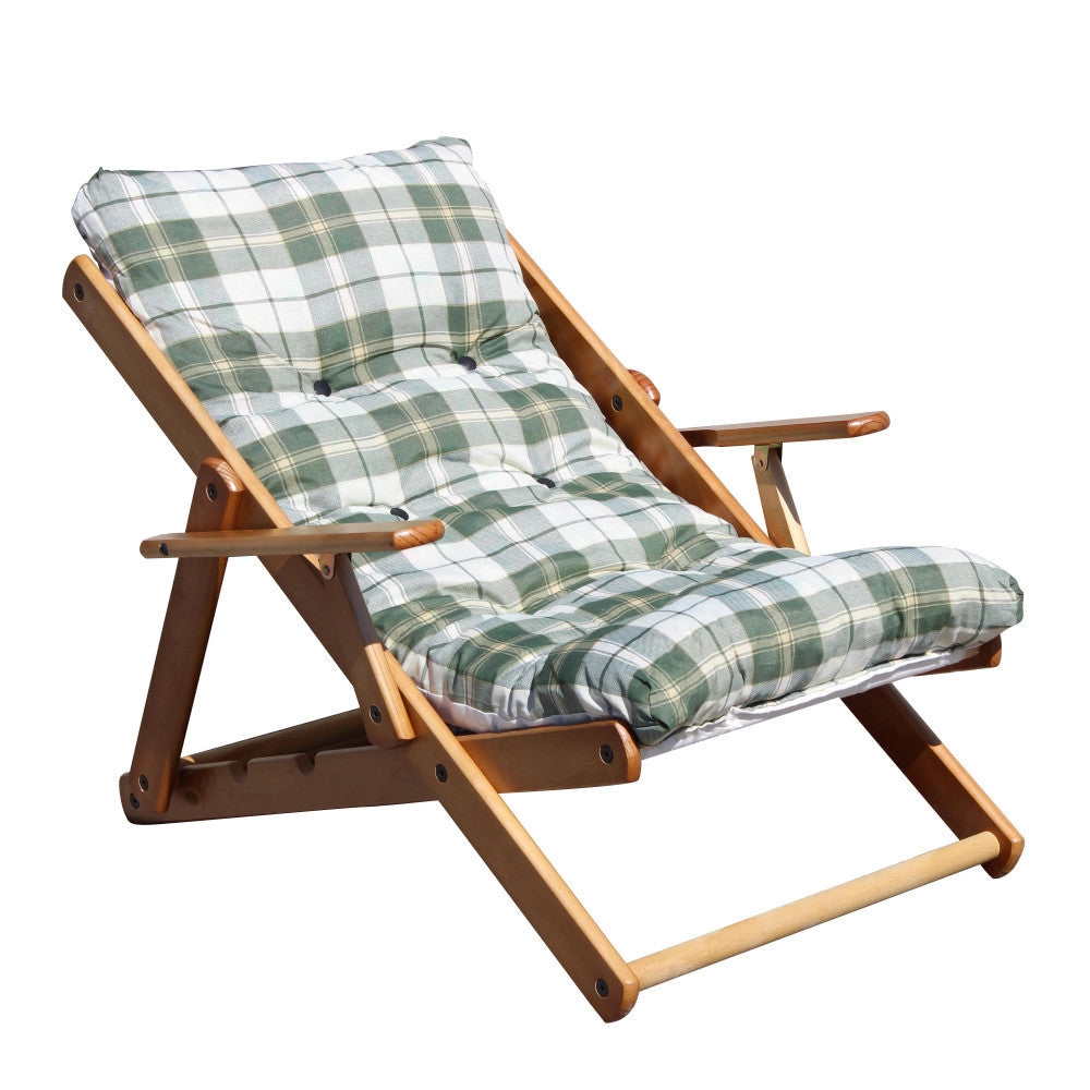 Poltrona 3 Posizioni Relax Miele con Cuscino 84x60x100 h cm in Cotone Verde