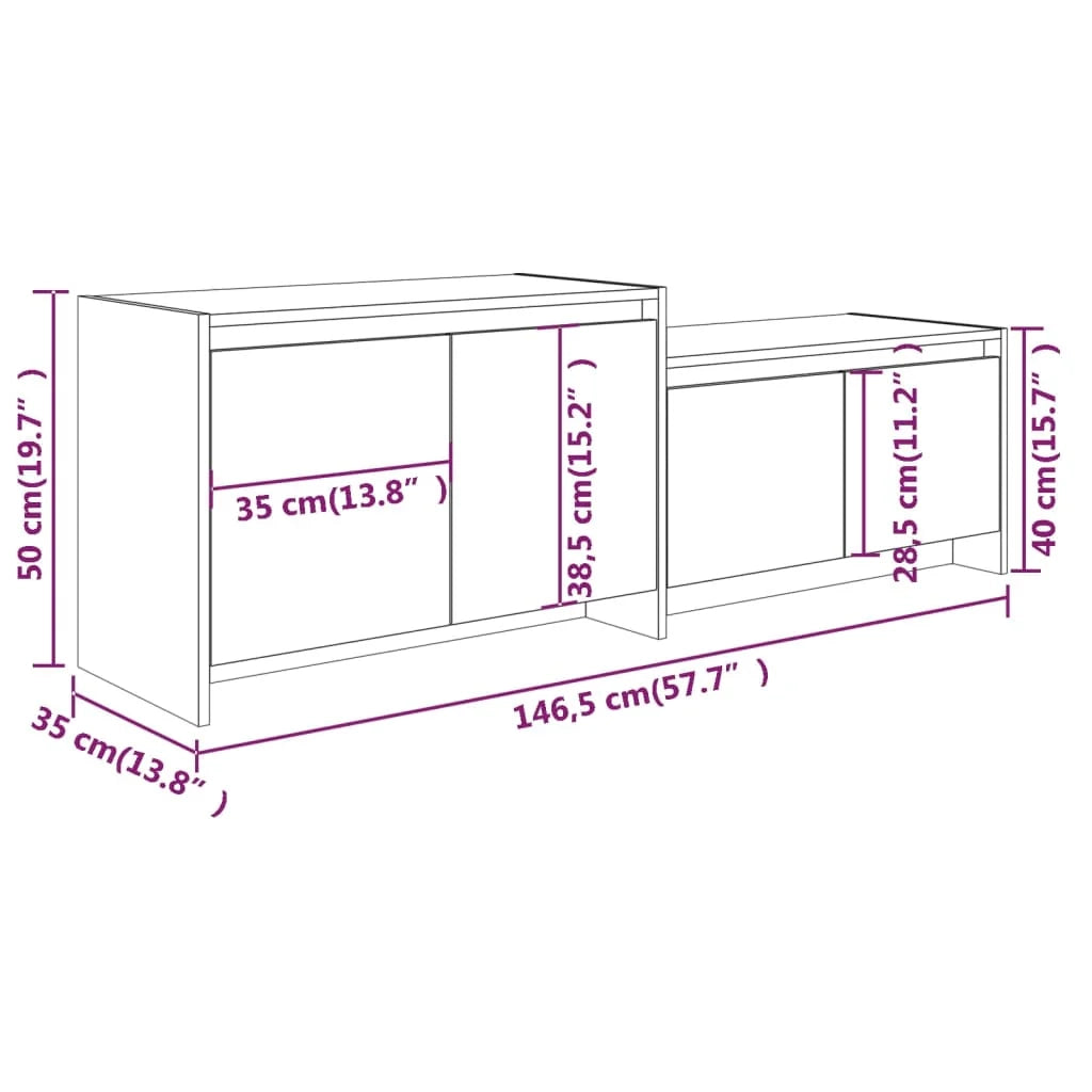 Mobile TV multimediale scaffale per televisione televisione buffet sala da pranzo soggiorno camera da letto rovere affumicato 146,5 x 35 x 50 cm derivati ​​del legno marrone 02_0027334