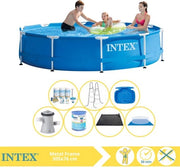 Piscina Metallica da Giardino - Piscina da Montaggio - 305x76 cm - Incluso Kit di Manutenzione, Filtro, Copertura del Terreno, Matrice Solare, Cassetta e Pediluvio