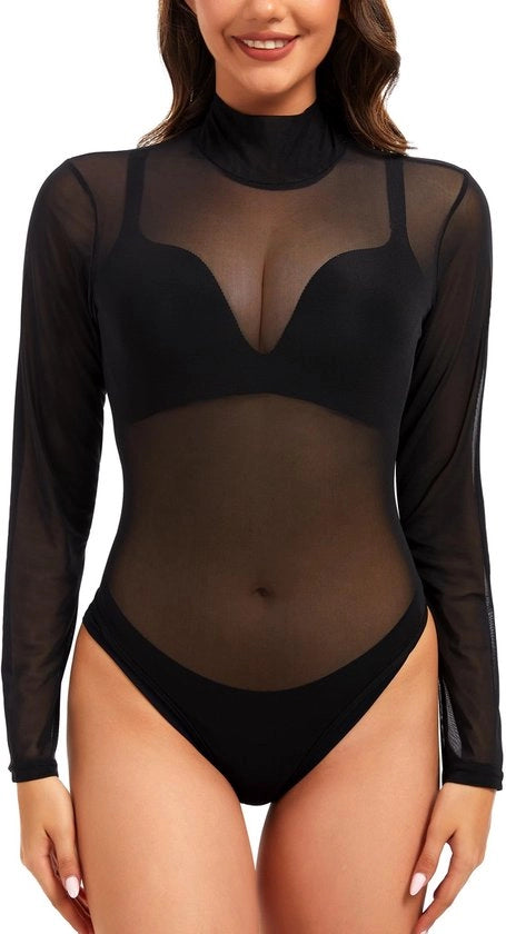 Corsetto Donna - Top in Mesh Translucido - Flessibile e Idrorepellente - Sexy e Affascinante - Ideale per Feste - 100% Poliestere