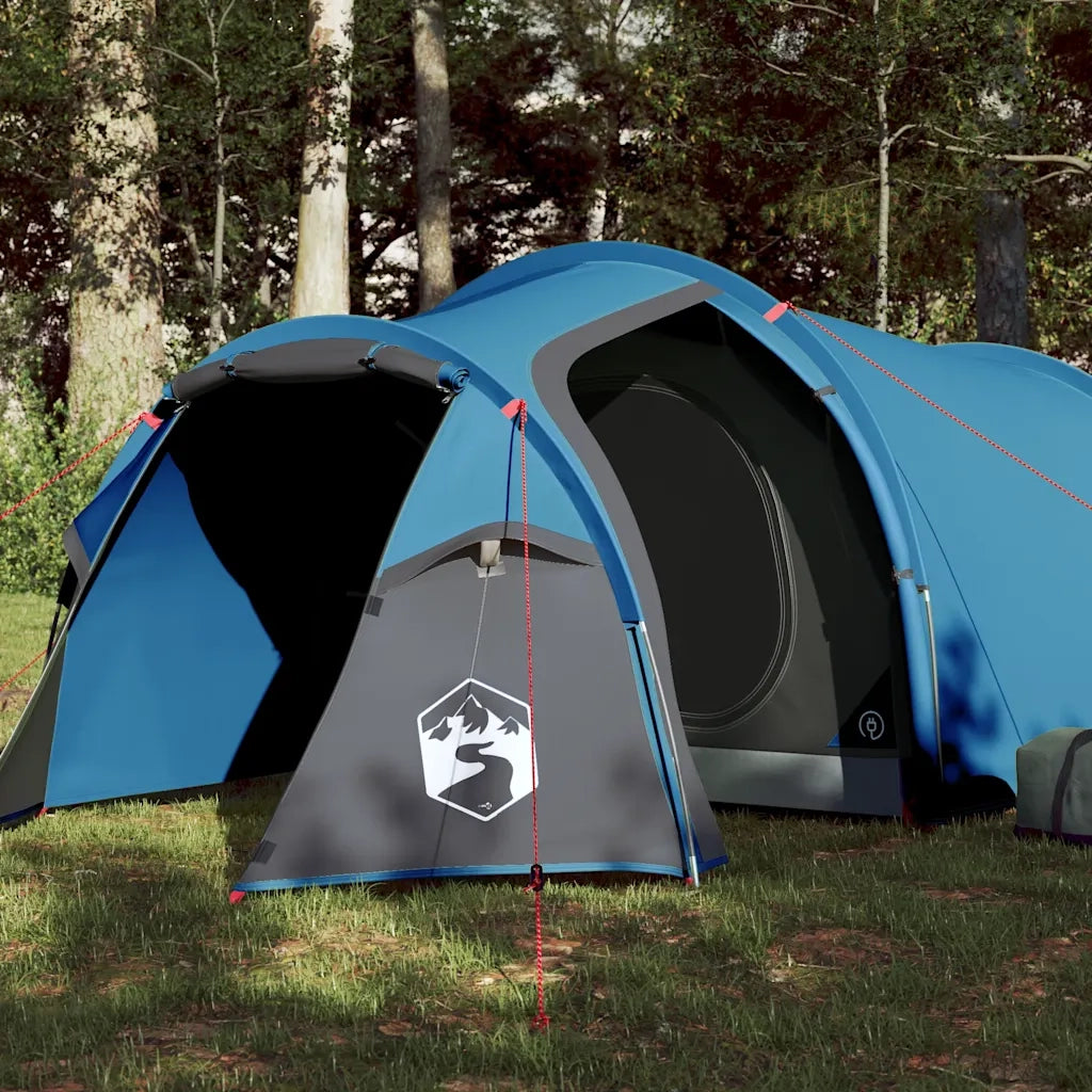 Tenda da Campeggio a Tunnel per 3 Persone Blu Impermeabile 94391
