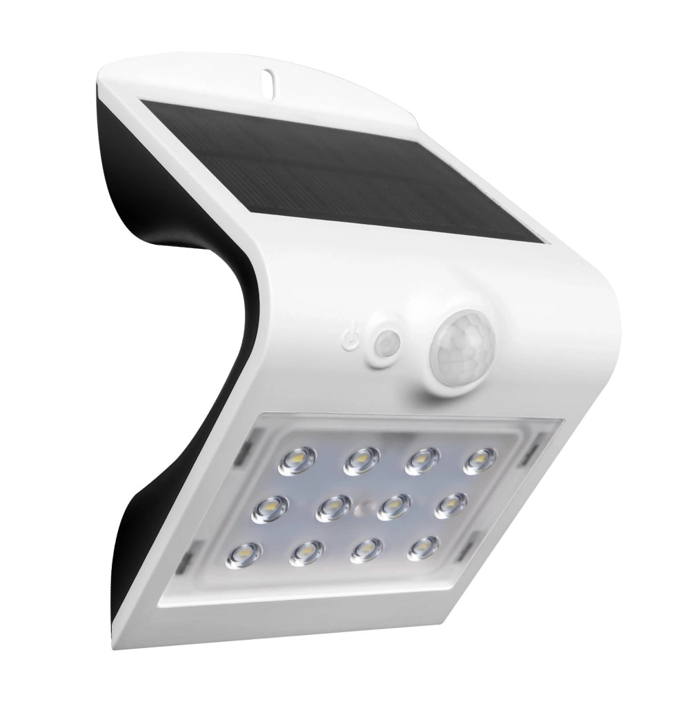 APPLIQUE A LED CON PANNELLO SOLARE E SENSORE 'ARCADIA' 3W - 200Lm - 6000K - Colore Bianco