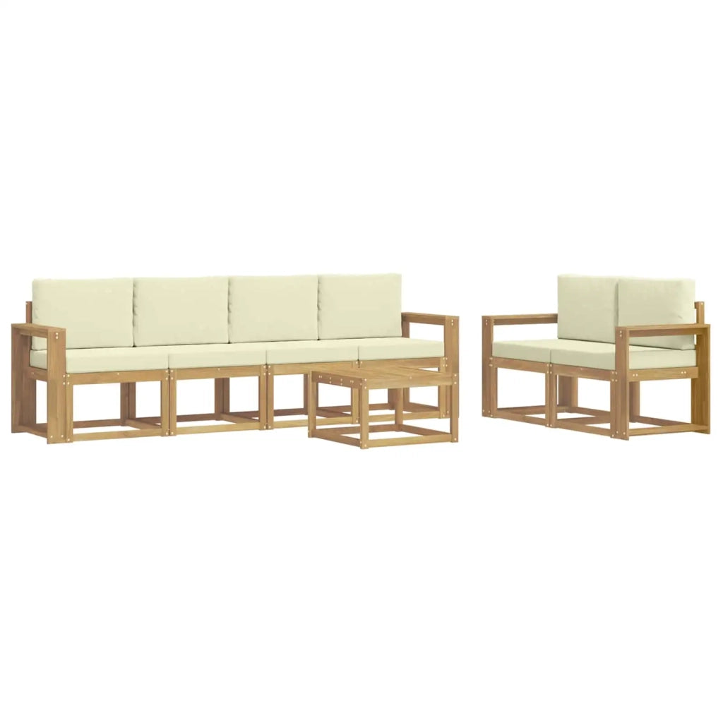 Set di divani da esterno con cuscino 7 pcs Bianco e Crema 3387284