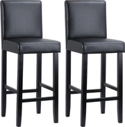 Set di 2 sedili in pelle - design eterno - robusto e confortevole - con schienale - ideale per cucina e bar - struttura rigida - nero - 63x81 cm