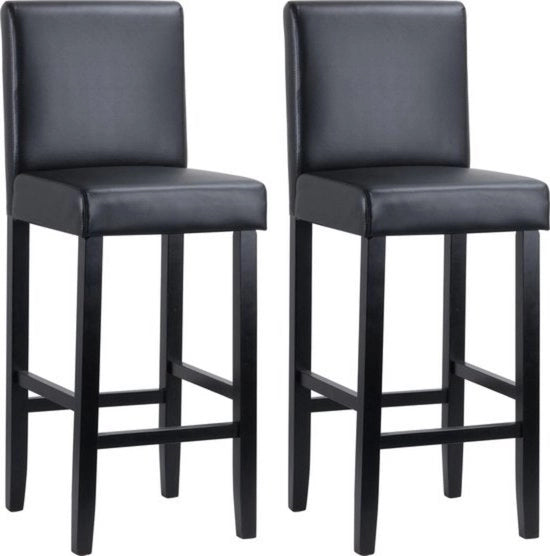 Set di 2 sedili in pelle - design eterno - robusto e confortevole - con schienale - ideale per cucina e bar - struttura rigida - nero - 63x81 cm