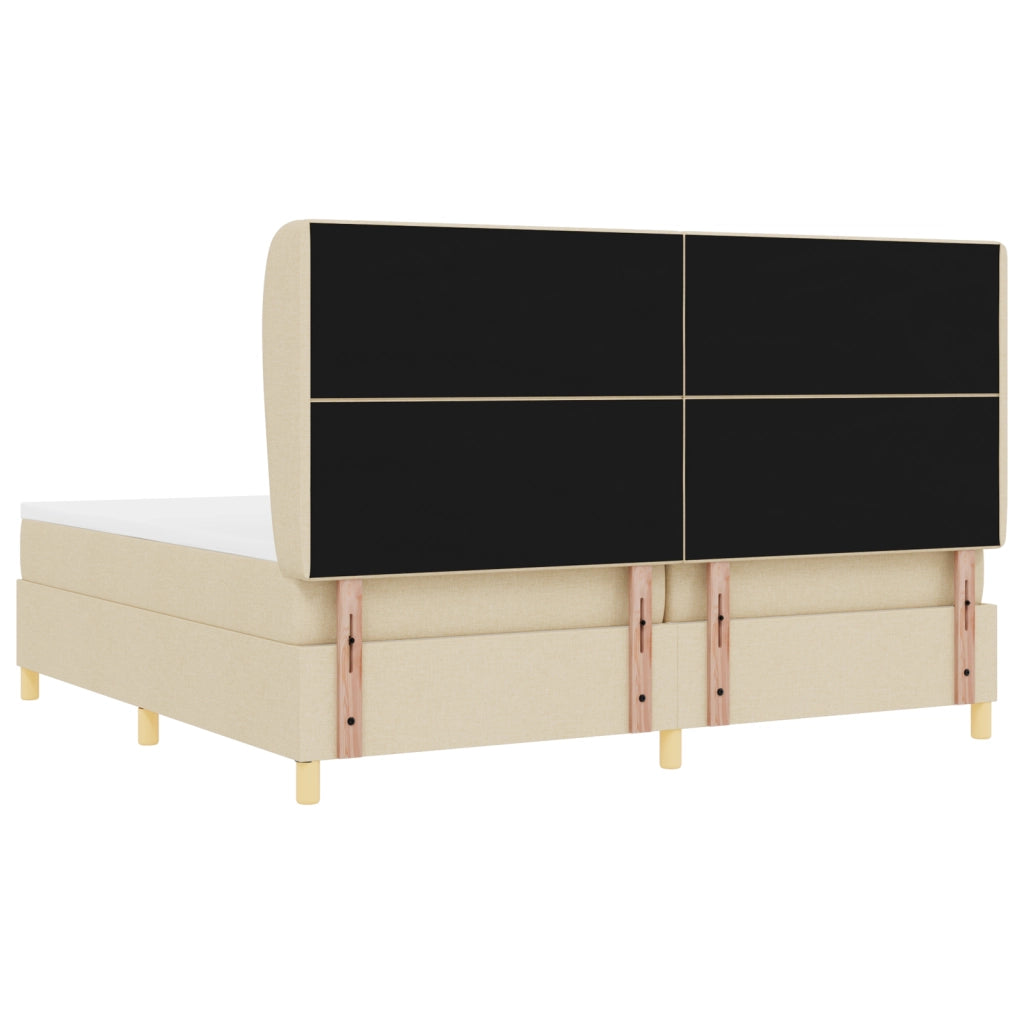 Letto a Box con Materasso, Panna, 200x200 cm, Tessuto
