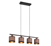 Lampada a sospensione 4 luci, metallo, nero opaco, 75x150x12 cm, Davos