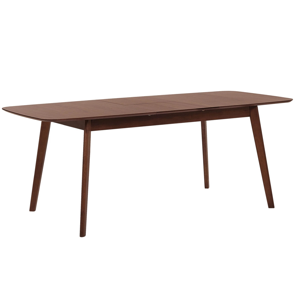 Tavolo da pranzo in noce scuro 120/150 x 75 cm, allungabile con gambe in legno, minimalista scandinavo