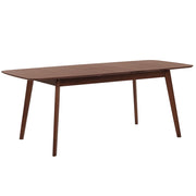 Tavolo da pranzo in noce scuro 120/150 x 75 cm, allungabile con gambe in legno, minimalista scandinavo