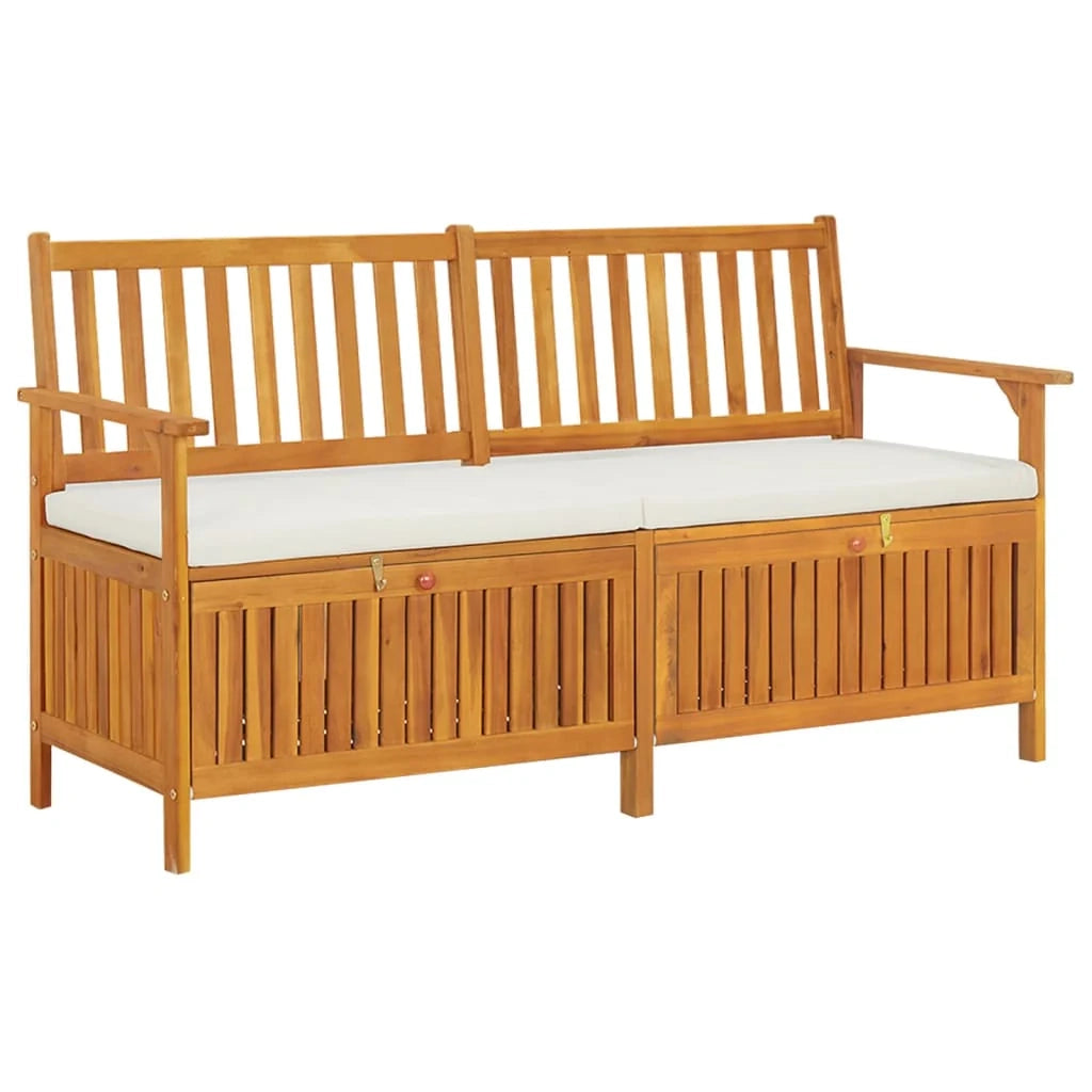 Panca da giardino mobili da esterno per patio panca contenitore da terrazza con cuscino 148 cm legno massello di acacia 02_0011798