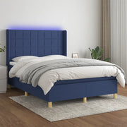 Letto a Molle con Materasso e LED Blu 140x200 cm in Tessuto 3138883