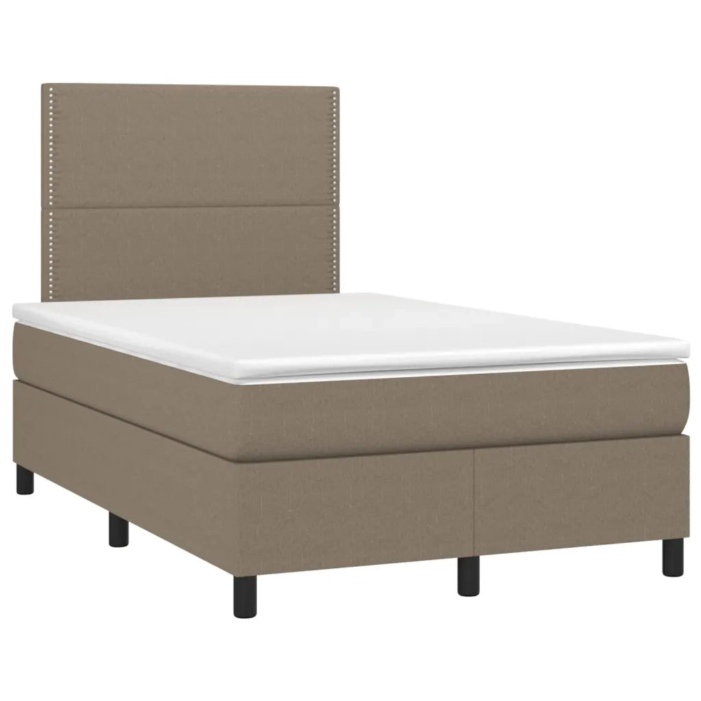 Letto a Molle con Materasso e LED Tortora 120x200cm in Tessuto 3134785