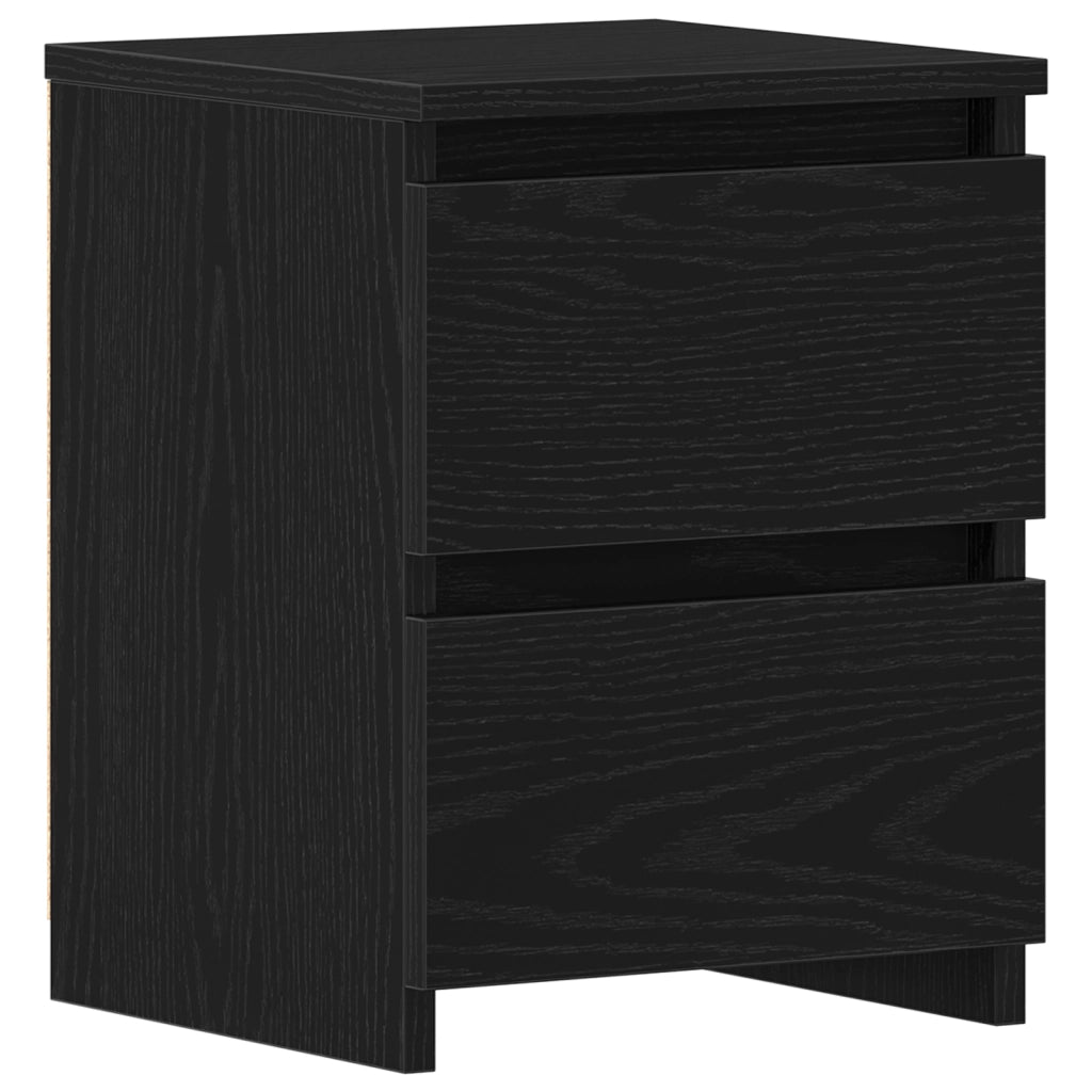 Comodino  con cassetti Nero Rovere 30x30x40 cm