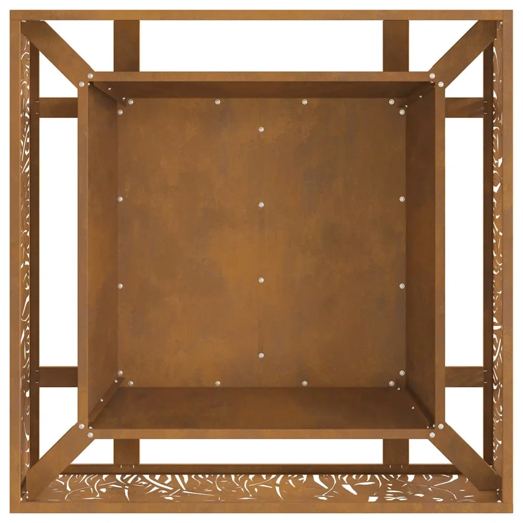 Focolare-Stufa-Camino Marrone 80 x 80 x 30 cm acciaio corten