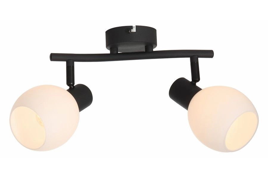 Plafoniera nera Cortez 2 globi bianchi 2xE14 40W Reality