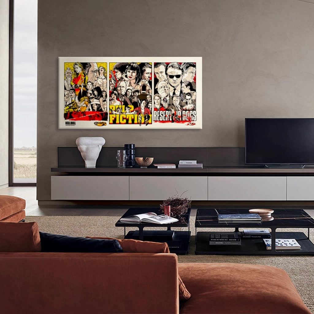 Tarantino locandine film - Quadro stampa su Canvas montato su telaio in legno Misura: 140x70 cm