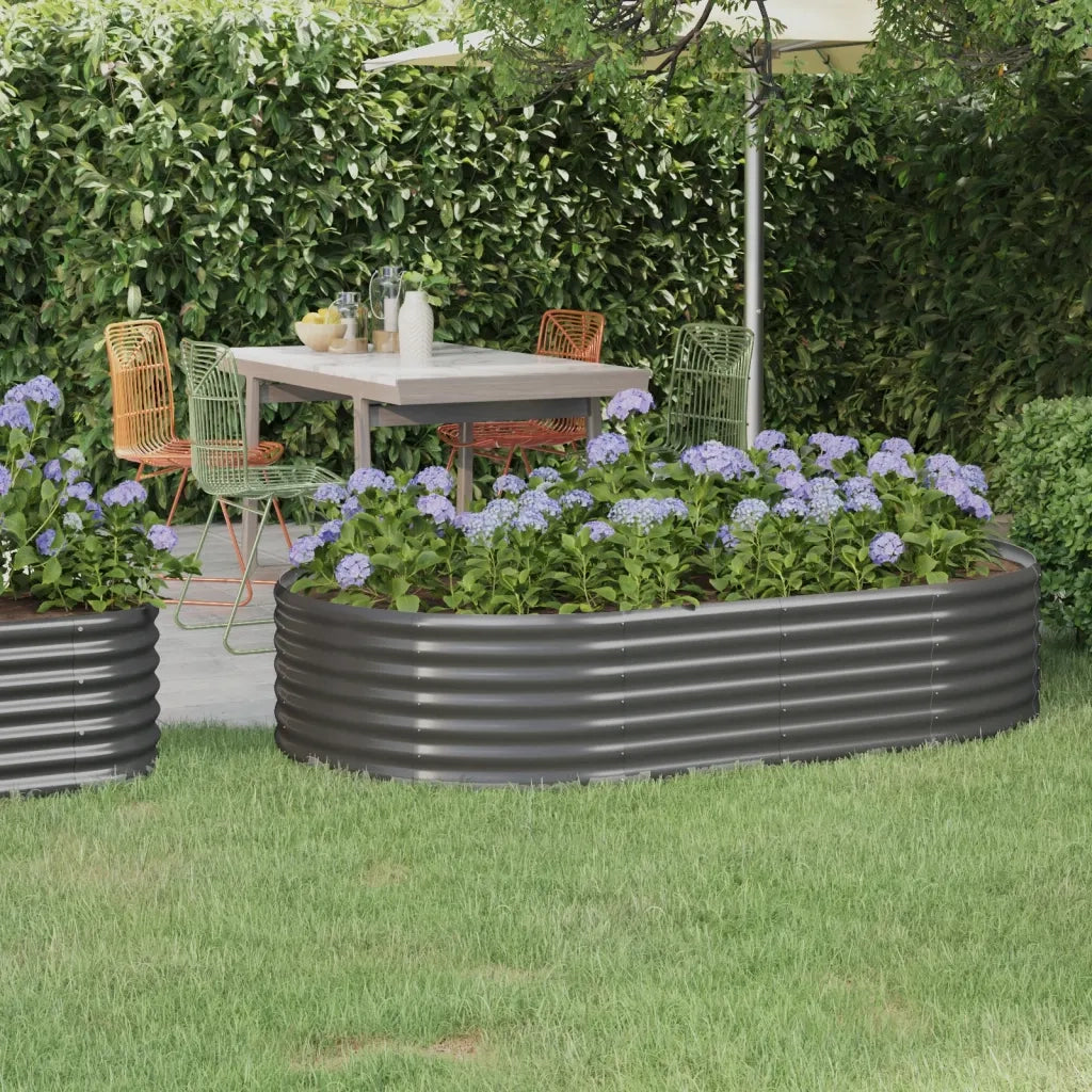 Fioriere | Cassetta per fiori | Letto Giardino Acciaio Zincato 175x100x36cm Grigio