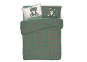 Copripiumino Sacco Piumone Pensieri Delicati 100% Cotone Orsetto Tartan - Singolo - Verde