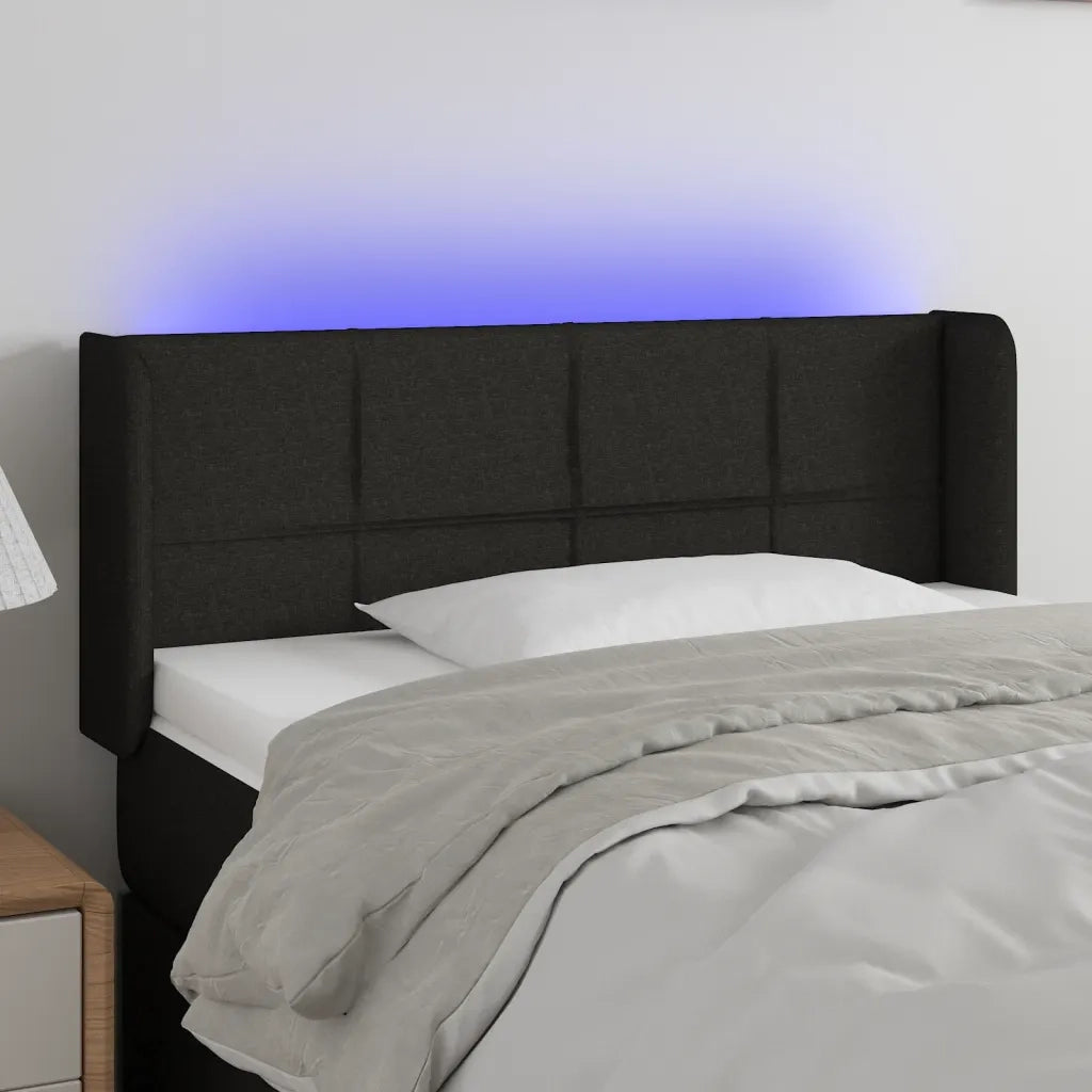 Testiera | Testata a LED Nera 83x16x78/88 cm in Tessuto