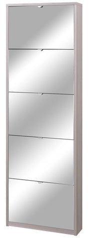 Scarpiera 5 Ante con Specchio 63x190x18 cm Olmo Chiaro