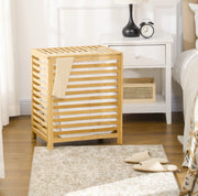 Cesto portabiancheria 50x36x60 cm con coperchio e sacco interno estraibile in bambù naturale