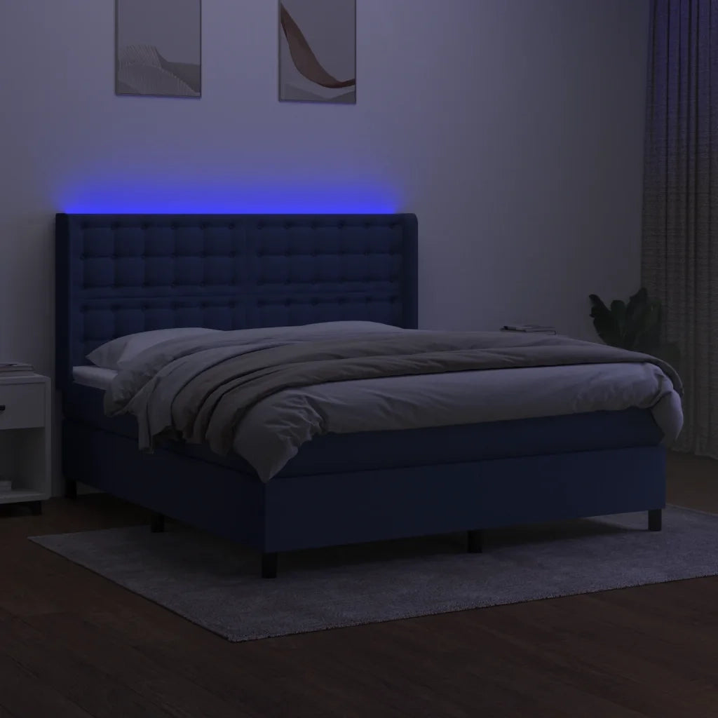 Letto a Molle con Materasso e LED Blu 180x200 cm in Tessuto 3138659