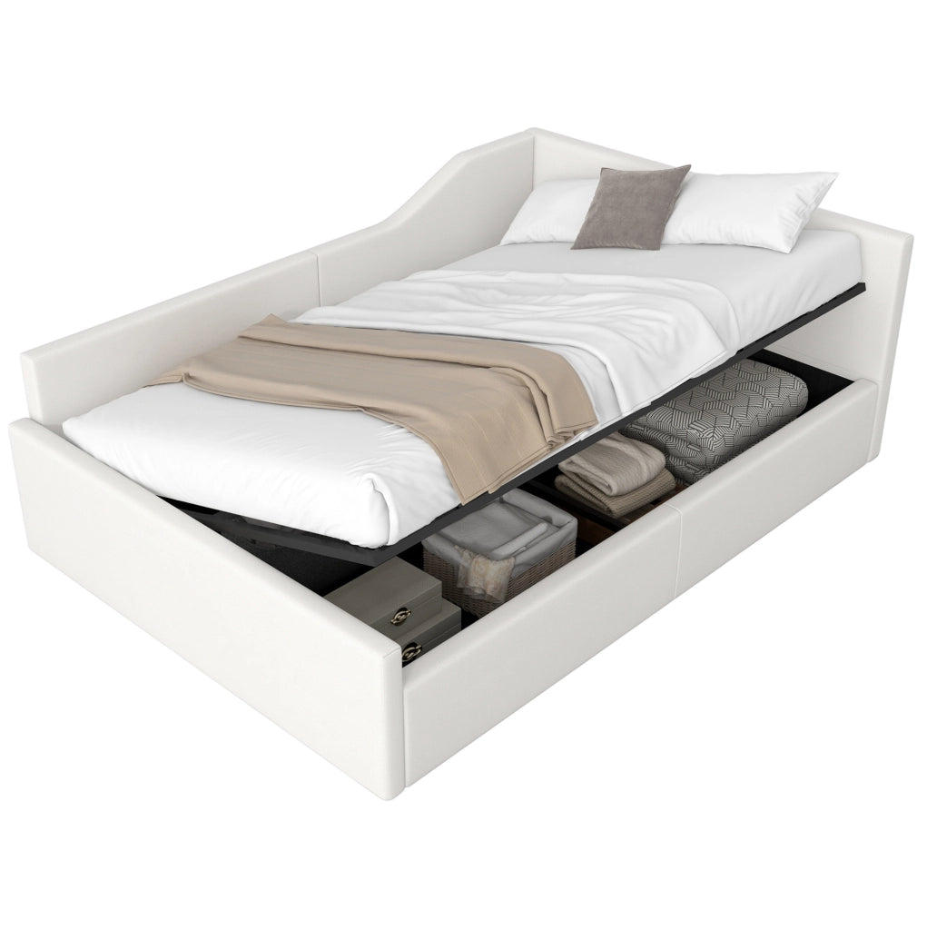 Divano letto 140x200 con contenitore; MDF e compensato; beige