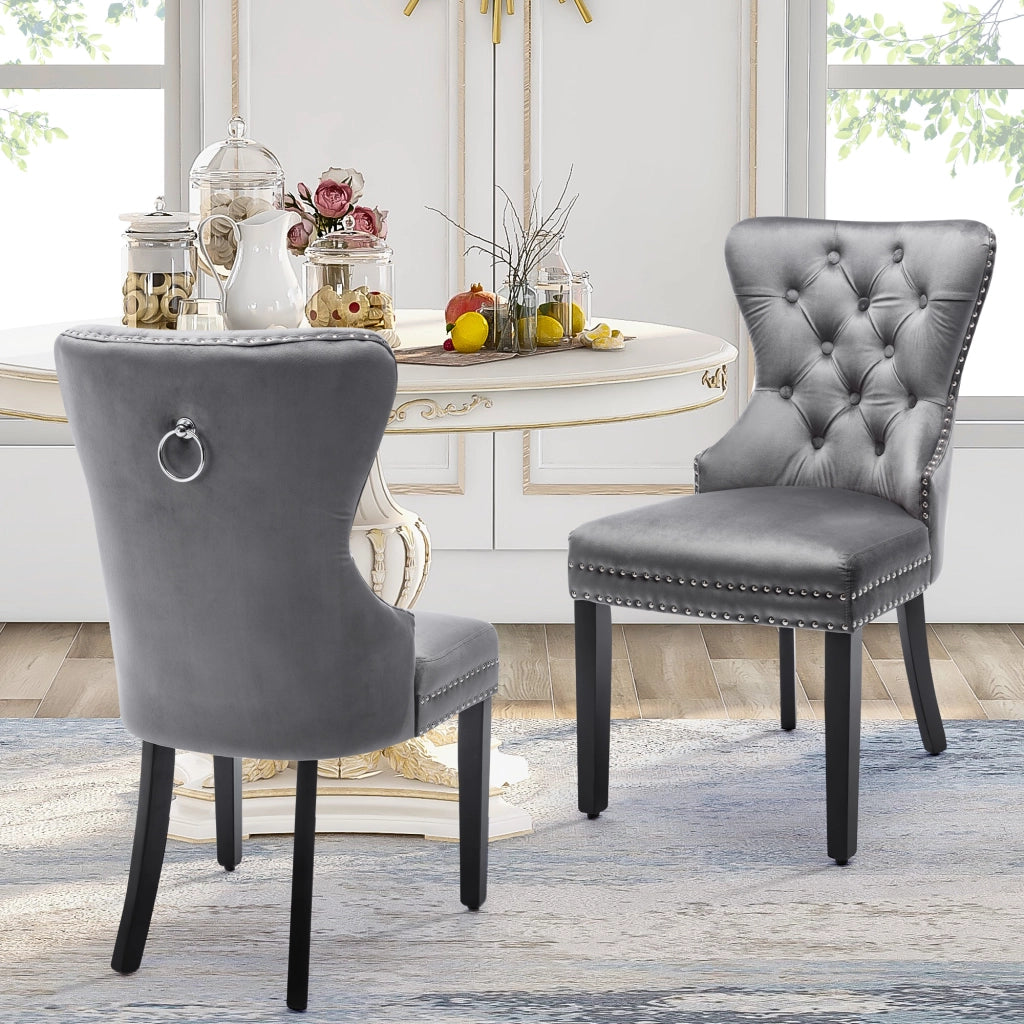 SEDIA da pranzo in velluto grigio 51x51x97 cm Set da 6 pezzi