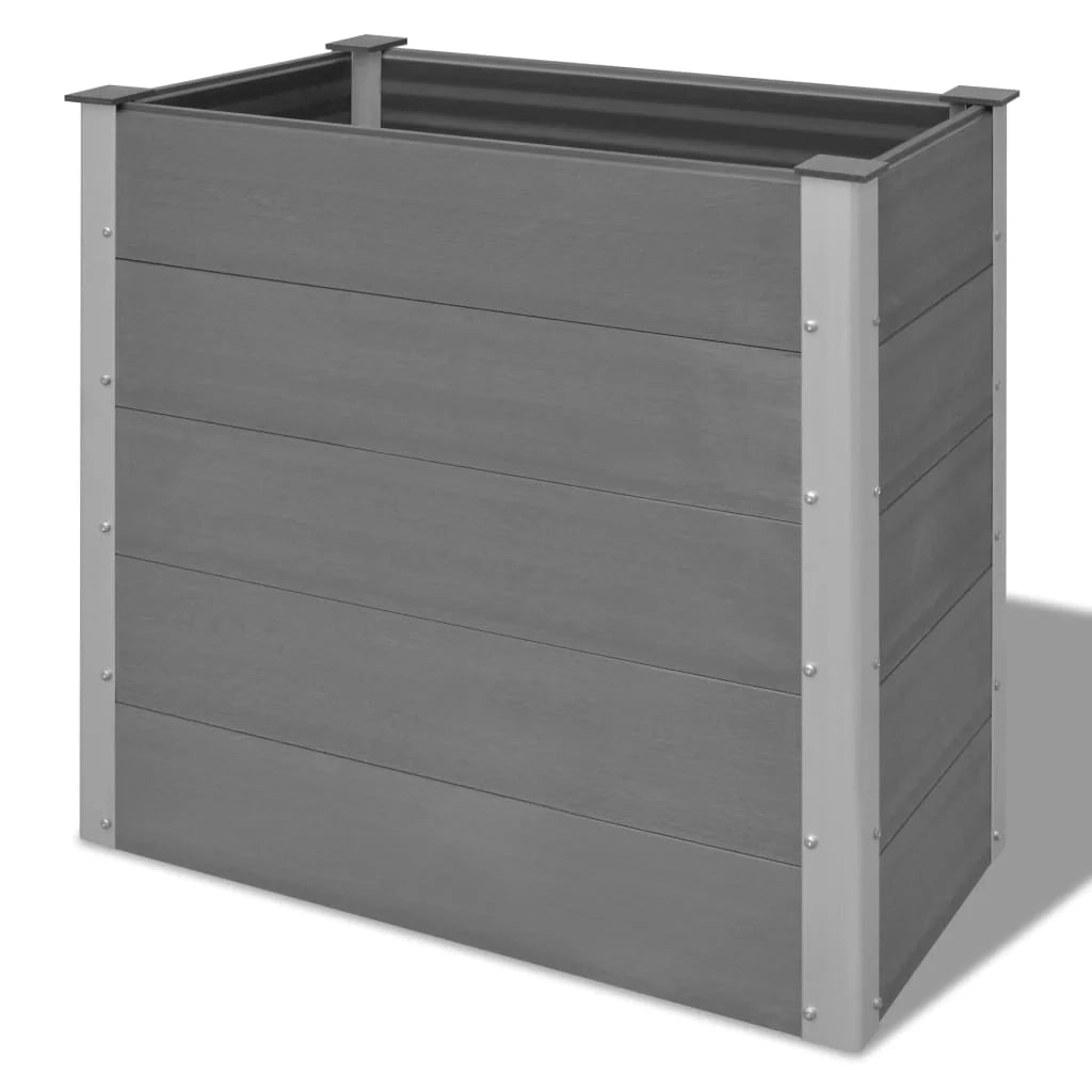 Fioriera rialzata per piante e fiori giardino WPC 100 x 50 x 91 cm grigio 02_0001237