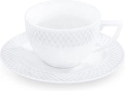 Set di servizio da caffè 12 pezzi per 6 persone - Tazze e piatti eleganti per caffè, tè e dessert, bianchi, 240 ml