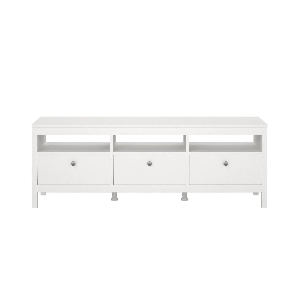 Mobile porta TV Astana, Credenza da soggiorno, Armadio basso per TV, Base parete attrezzata, 151x38 h54 cm, Bianco