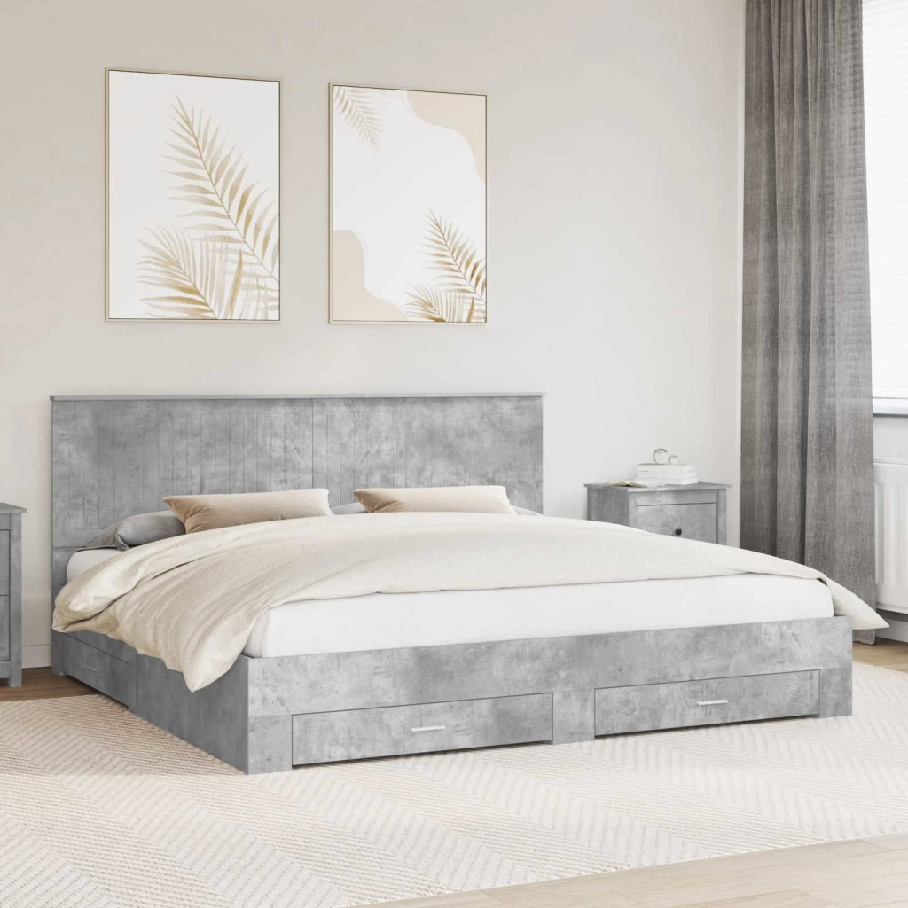 Struttura del letto con testiera Grigio cemento 200 x 200 cm
