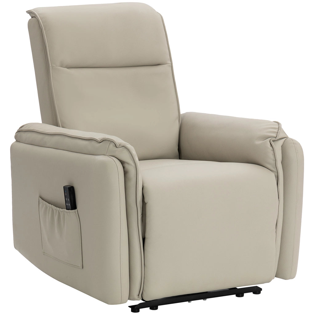 Poltrona Massaggiante Elettrica con Poggiapiedi ¨C Zephmum ¨C Similpelle Beige