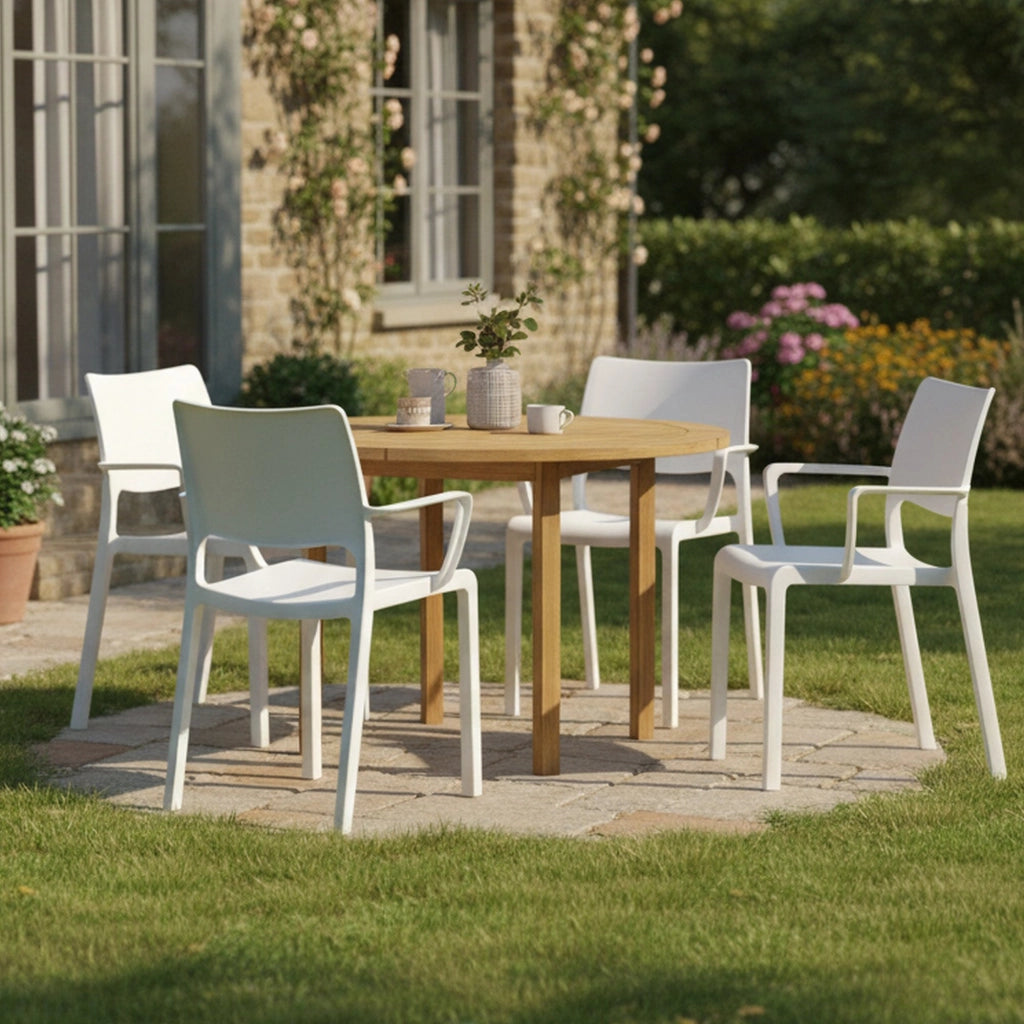 Cambon, Sedia da Esterno 4 Sedie Made in Italy, Bianco