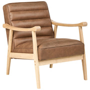 Poltrona Marrone Poliestere Ecopelle Rivestimenti Design Retrò Struttura in legno Braccioli Soggiorno