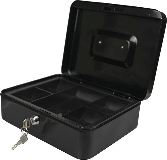 Cassa di Deposito in Acciaio con Chiusura a Chiave 8" Nera