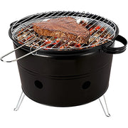 Trade Shop - Fornacella A Carbone Tonda Barbecue Portatile Ripiano Griglia Acciaio Cuoci Carne Pesce -