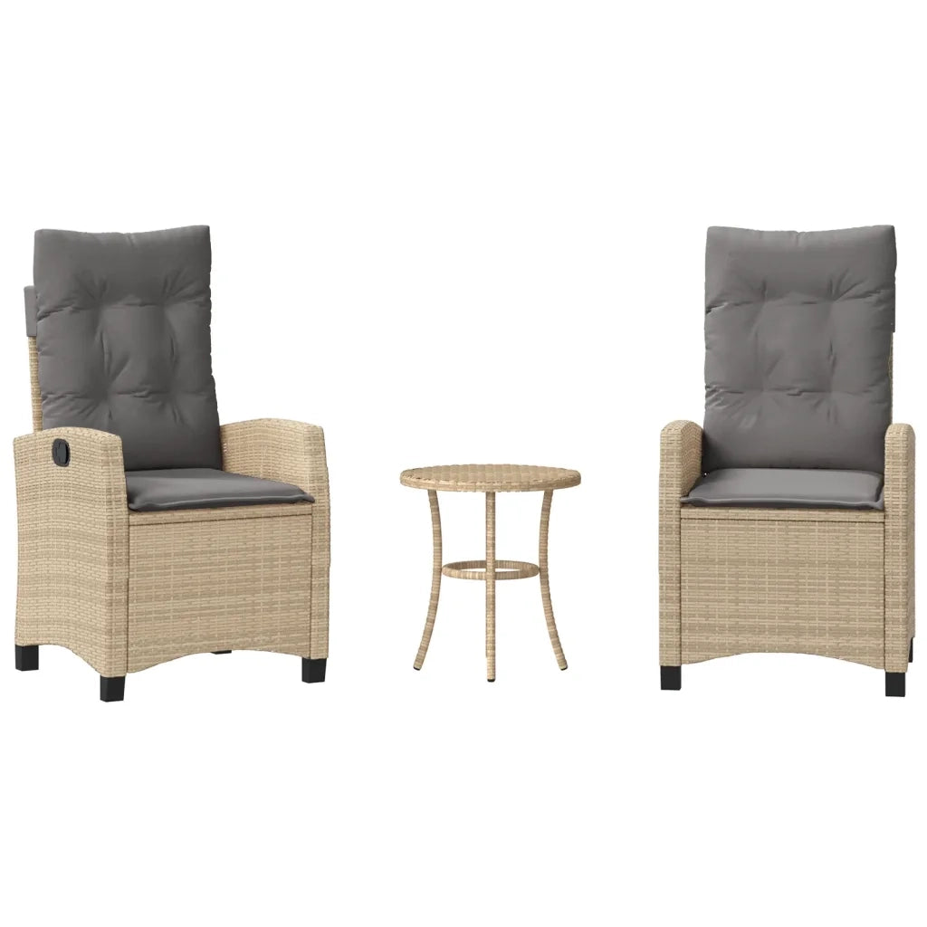 Set da Bistr¨° 3 pz | Set Salotto da Giardino con Cuscini Beige Misto in Polyrattan