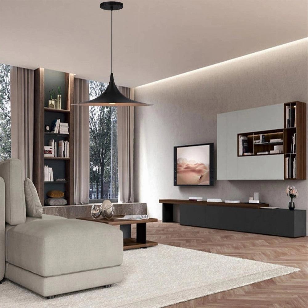 Trade Shop - Lampadario A Sospensione Stile Contemporaneo In Metallo Decorativo Luce E27 B98 - Nero
