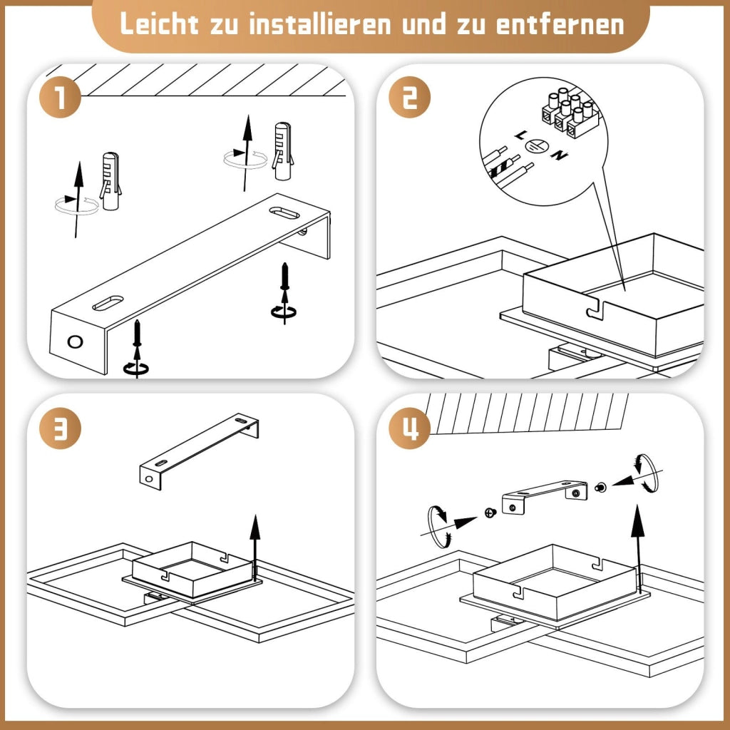 ZMH Lampada da soffitto LED Moderna 24W Retro Luce Calda per Soggiorno Cucina Ingresso