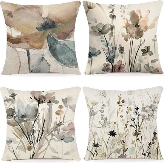 Set di 4 cuscini per poltrona - decorazione boho - 40 x 40 cm - lino di cotone