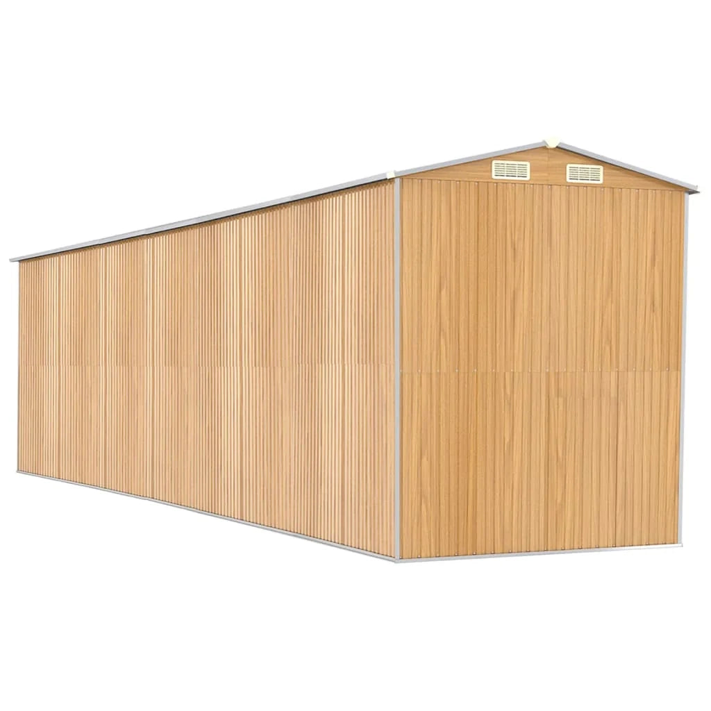 Casetta da giardino cabina ripostiglio casetta da esterno robusta casetta per attrezzi colore chiaro 192 x 772 x 223 cm acciaio zincato marrone 02_0022309